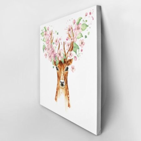Πίνακας σε καμβά BEAUTIFUL DEER SPRING FLOWERS - Ζωα Sticky 3