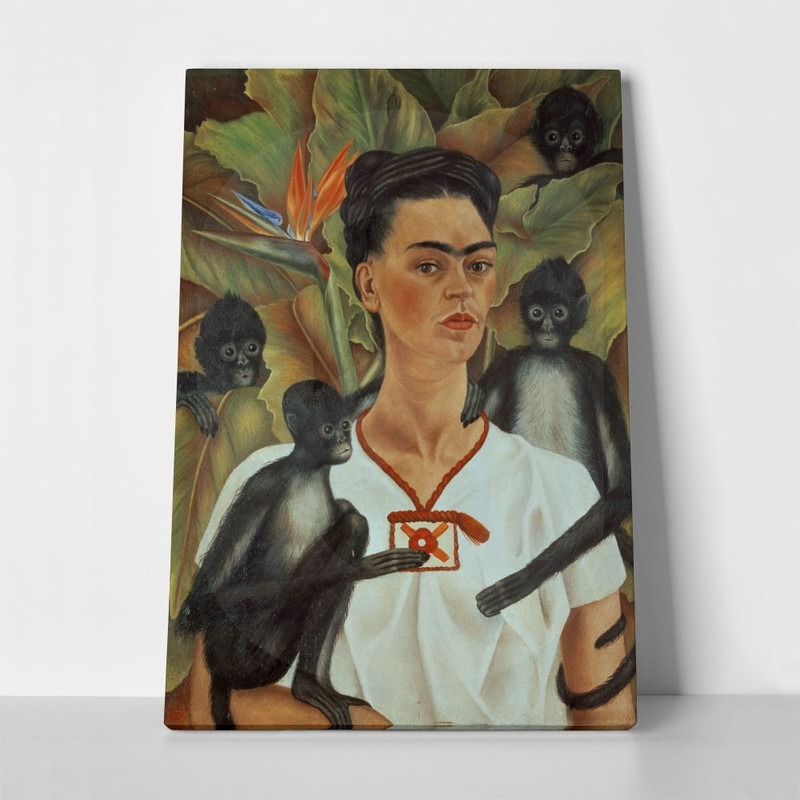 Πίνακας σε καμβά FRIDA KAHLO SELF PORTRAIT WITH MONKEYS