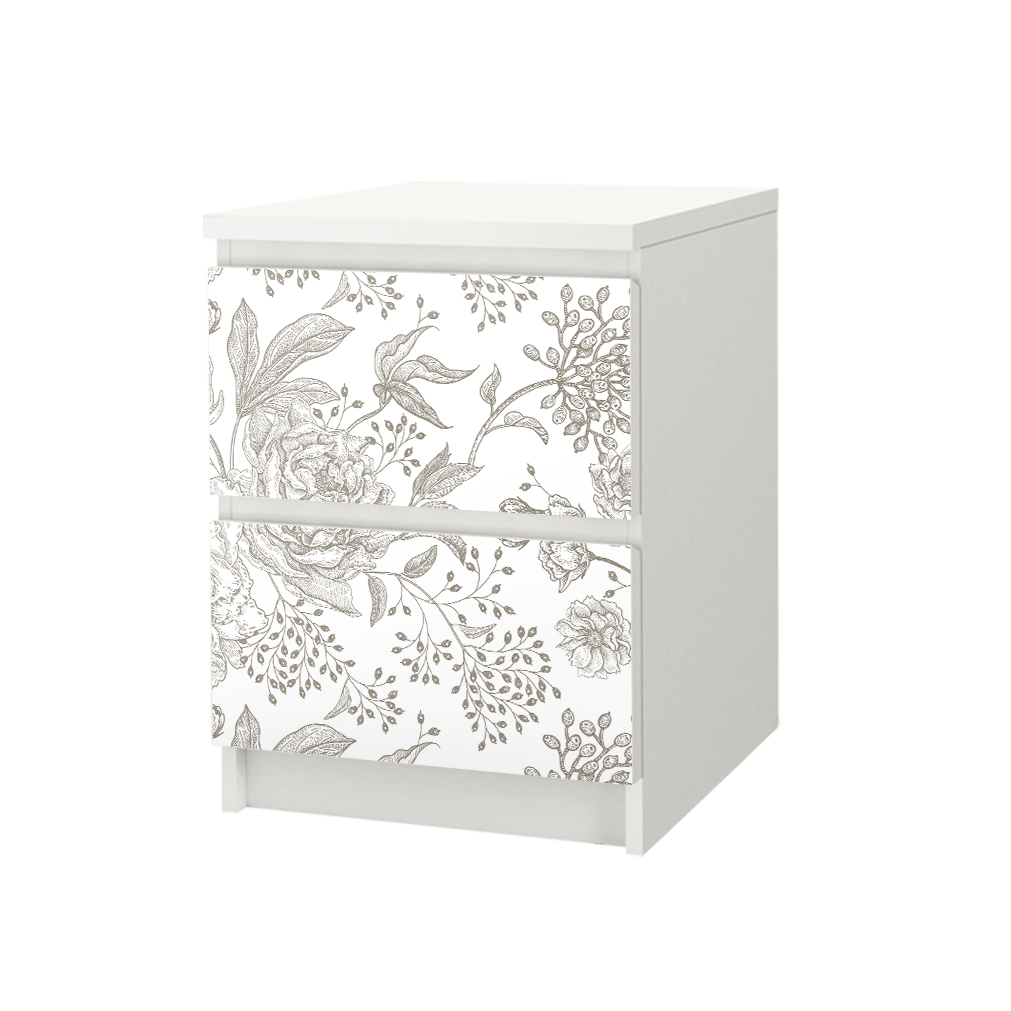 Αυτοκόλλητο Συρταριέρας GRAY VINTAGE FLOWERS