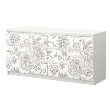Αυτοκόλλητο Συρταριέρας GRAY VINTAGE FLOWERS - Αυτοκολλητα επιπλων Sticky 5