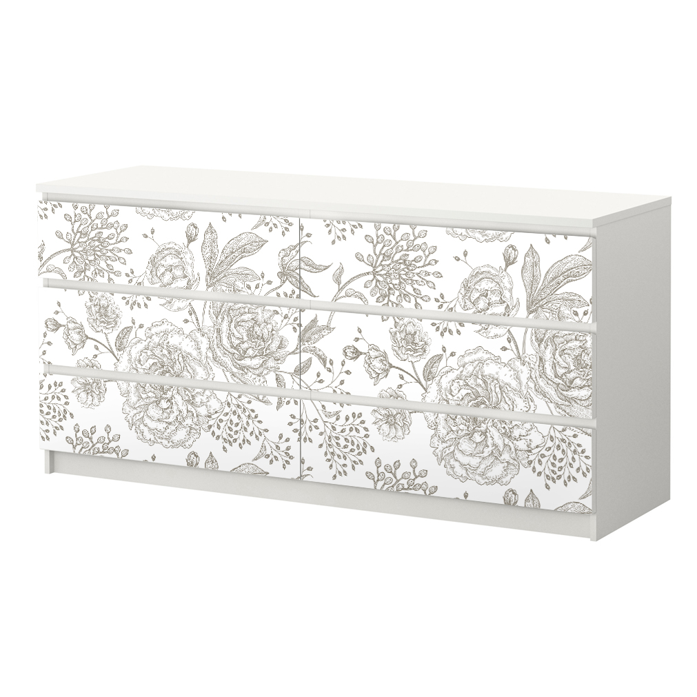 Αυτοκόλλητο Συρταριέρας GRAY VINTAGE FLOWERS