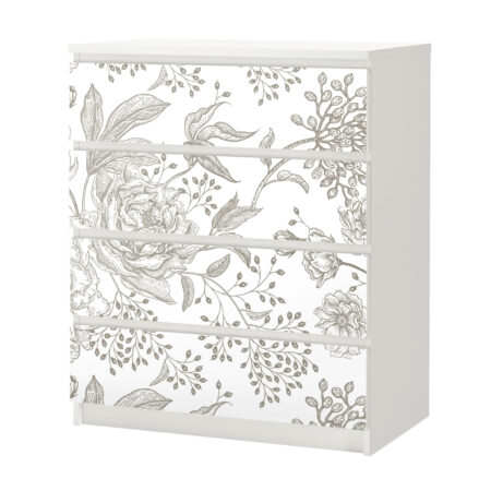 Αυτοκόλλητο Συρταριέρας GRAY VINTAGE FLOWERS - Αυτοκολλητα επιπλων Sticky 3