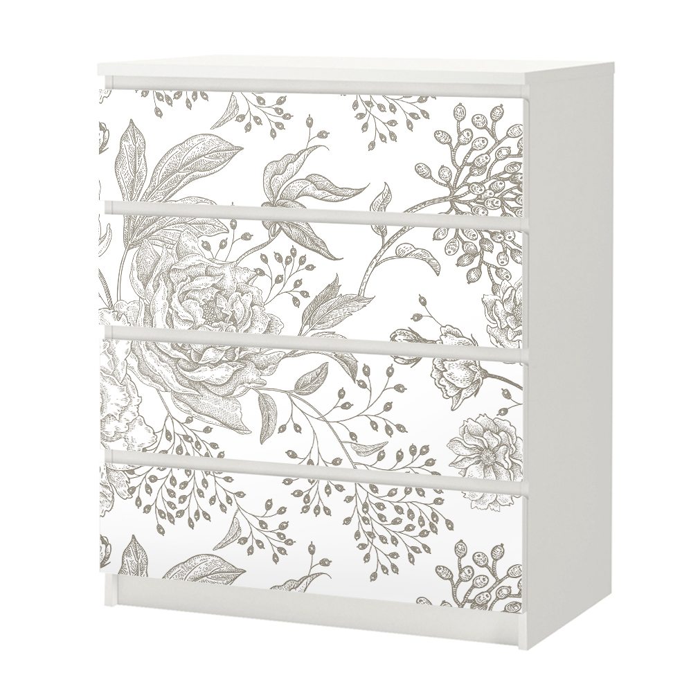 Αυτοκόλλητο Συρταριέρας GRAY VINTAGE FLOWERS