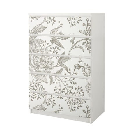 Αυτοκόλλητο Συρταριέρας GRAY VINTAGE FLOWERS - Αυτοκολλητα επιπλων Sticky 4
