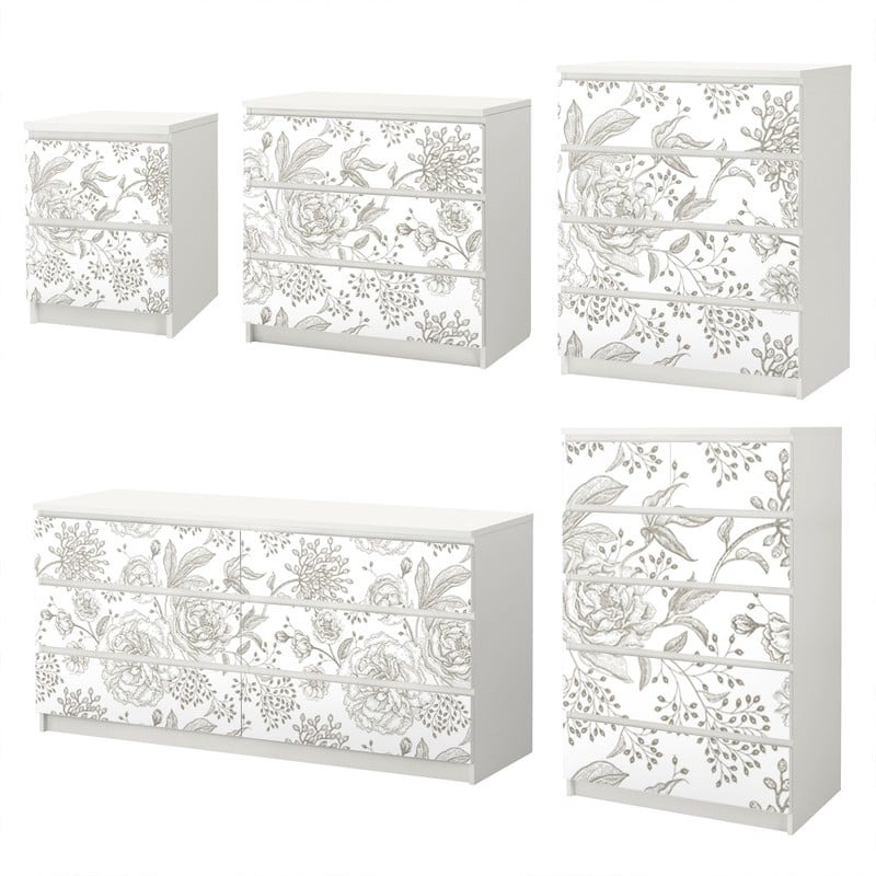 Αυτοκόλλητο Συρταριέρας GRAY VINTAGE FLOWERS