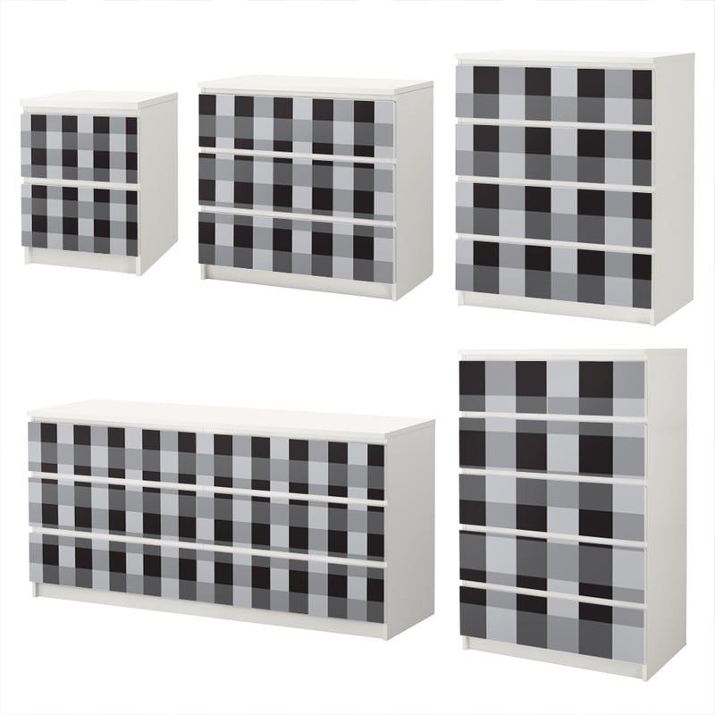 Αυτοκόλλητο Συρταριέρας GREY CHECKER