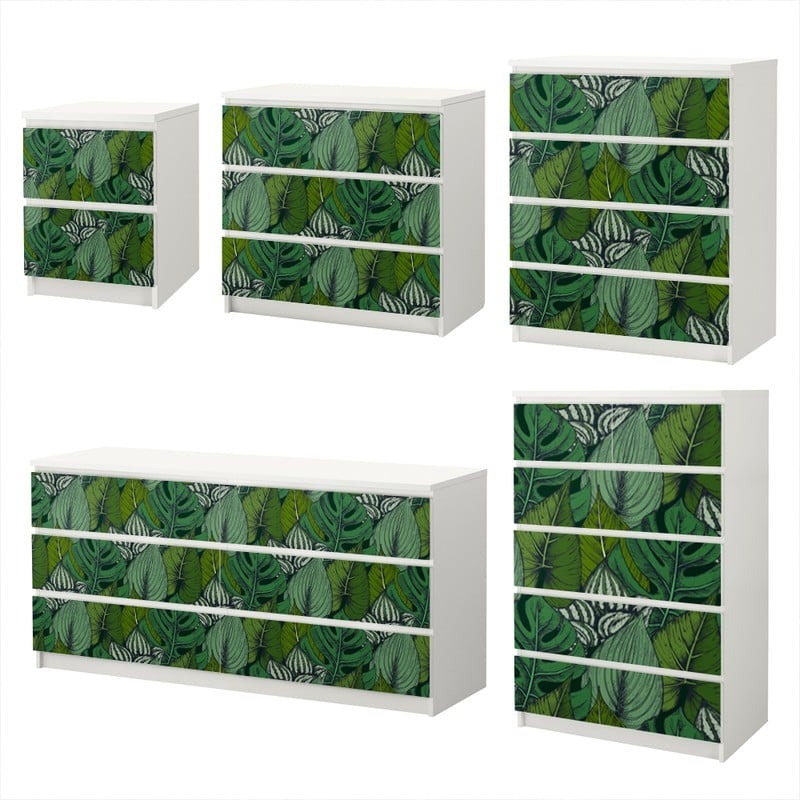 Αυτοκόλλητο Συρταριέρας HAND DRAWN TROPICAL PLANTS