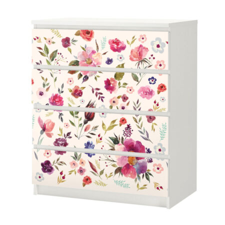 Αυτοκόλλητο Συρταριέρας WATERCOLOR FLORAL - Αυτοκολλητα επιπλων Sticky 3