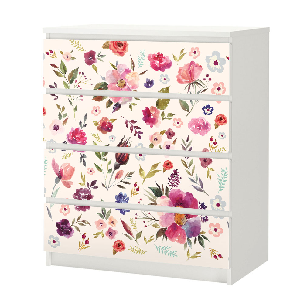 Αυτοκόλλητο Συρταριέρας WATERCOLOR FLORAL