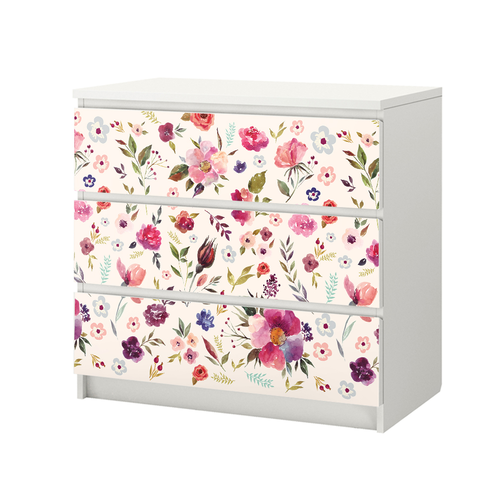 Αυτοκόλλητο Συρταριέρας WATERCOLOR FLORAL