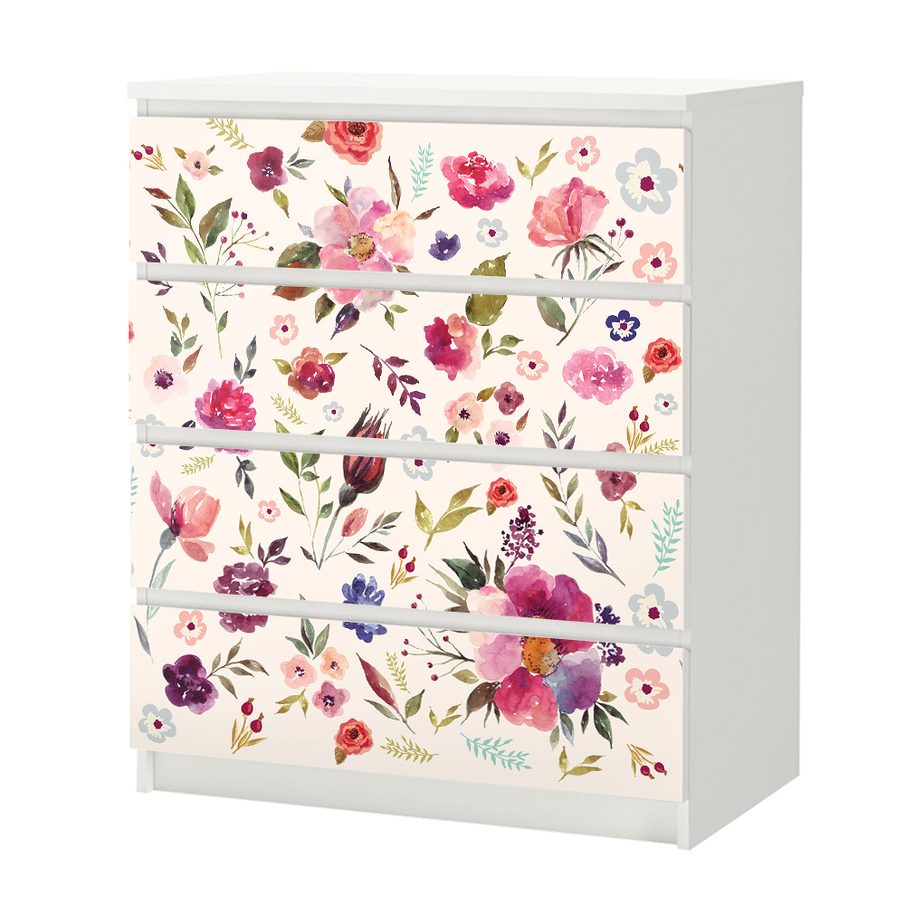 Αυτοκόλλητο Συρταριέρας WATERCOLOR FLORAL