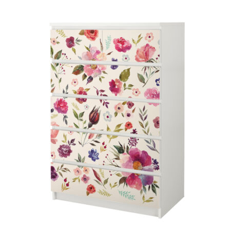 Αυτοκόλλητο Συρταριέρας WATERCOLOR FLORAL - Αυτοκολλητα επιπλων Sticky 5