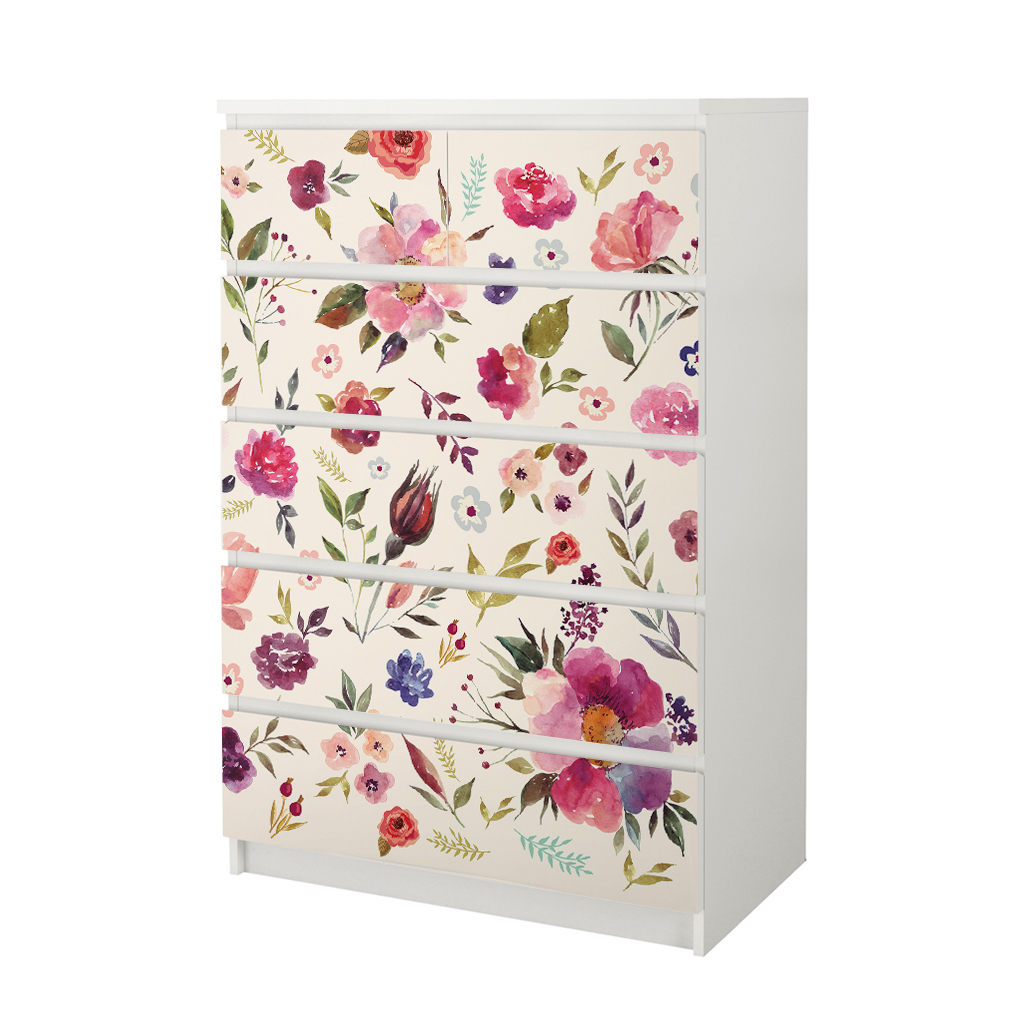 Αυτοκόλλητο Συρταριέρας WATERCOLOR FLORAL