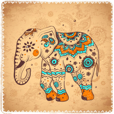 Πίνακας Τετράγωνος ETHNIC ELEPHANT - Ελεφαντες Sticky 4