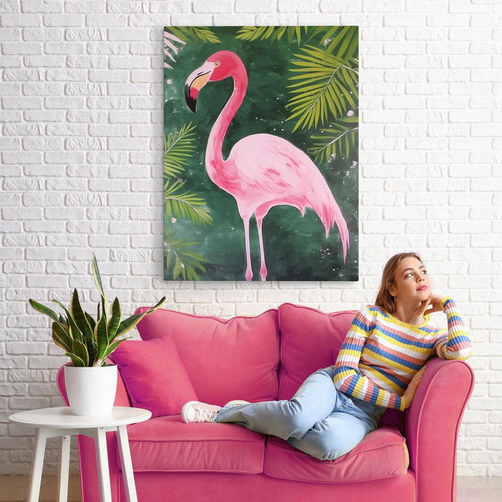 Πινακας σε καμβά WATERCOLOR FLAMINGO