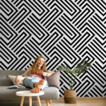 Αυτοκόλλητη Ταπετσαρία τοίχου BLACK & WHITE GEOMETRIC PATTERN