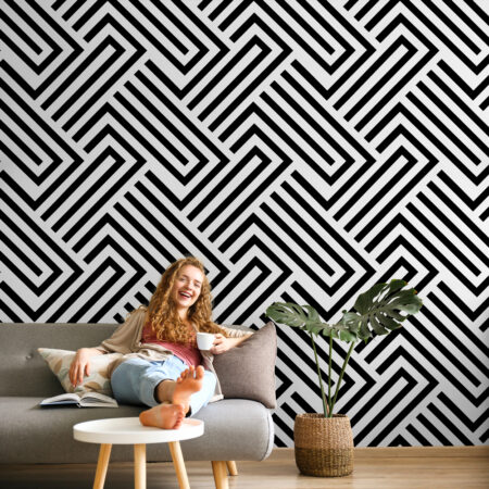 Αυτοκόλλητη Ταπετσαρία τοίχου BLACK & WHITE GEOMETRIC PATTERN - Μοτίβα