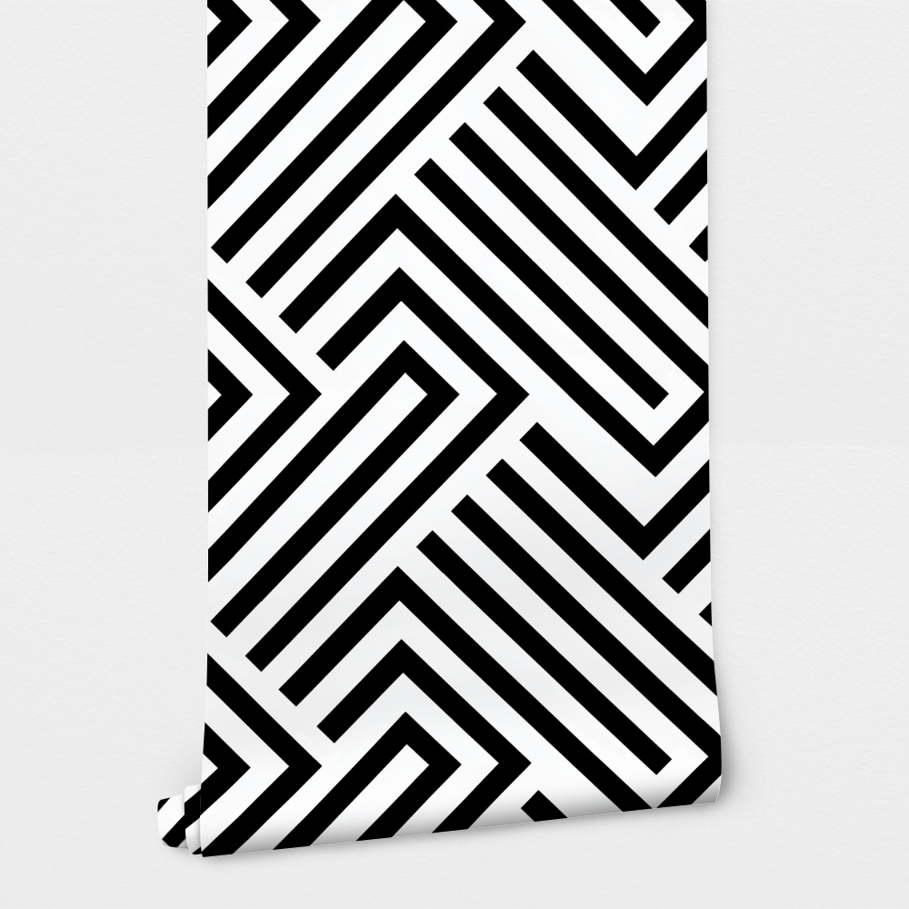 Αυτοκόλλητη Ταπετσαρία τοίχου BLACK & WHITE GEOMETRIC PATTERN