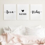 Σετ Τριπτυχος Πινακας σε καμβά COUPLE HEART DATE