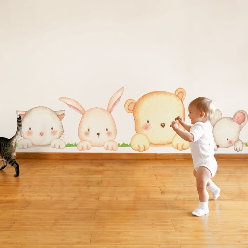 Αυτοκόλλητο τοίχου CUTE WATERCOLOR ANIMAL FRIENDS