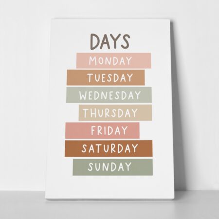 Πινακας σε καμβά DAYS OF THE WEEK - Παιδικοι και set Sticky 1