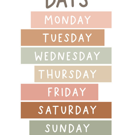Πινακας σε καμβά DAYS OF THE WEEK - Παιδικοι και set Sticky 5