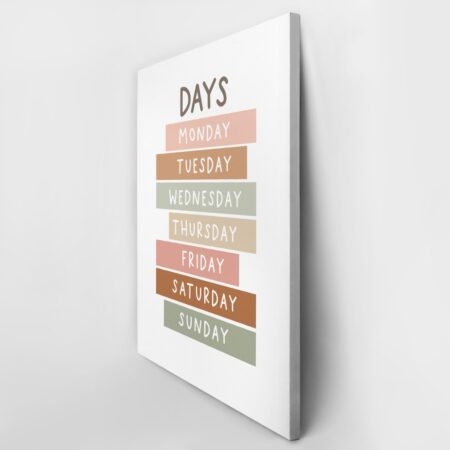 Πινακας σε καμβά DAYS OF THE WEEK - Παιδικοι και set Sticky 3
