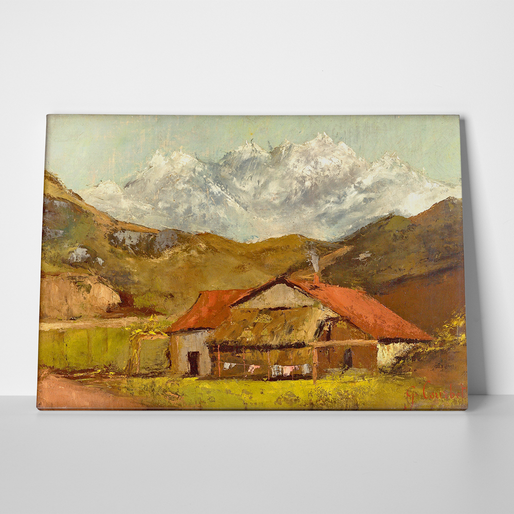 Πινακας σε καμβά GUSTAVE COURBET - A HUT IN THE MOUNTAINS