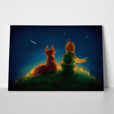 Πινακας σε καμβά LITTLE PRINCE FOX SITTING ON GRASS - Παιδικοι και set Sticky 1