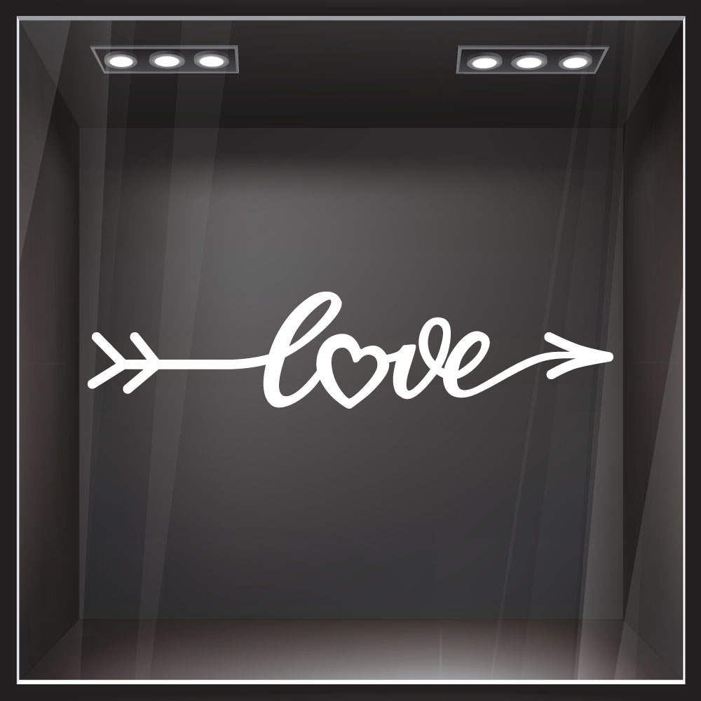 Aυτοκόλλητο βιτρίνας LOVE LETTERING IN FORM ARROW