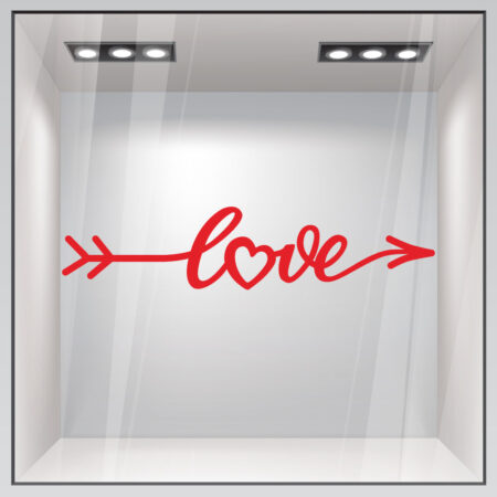 Aυτοκόλλητο βιτρίνας LOVE LETTERING IN FORM ARROW