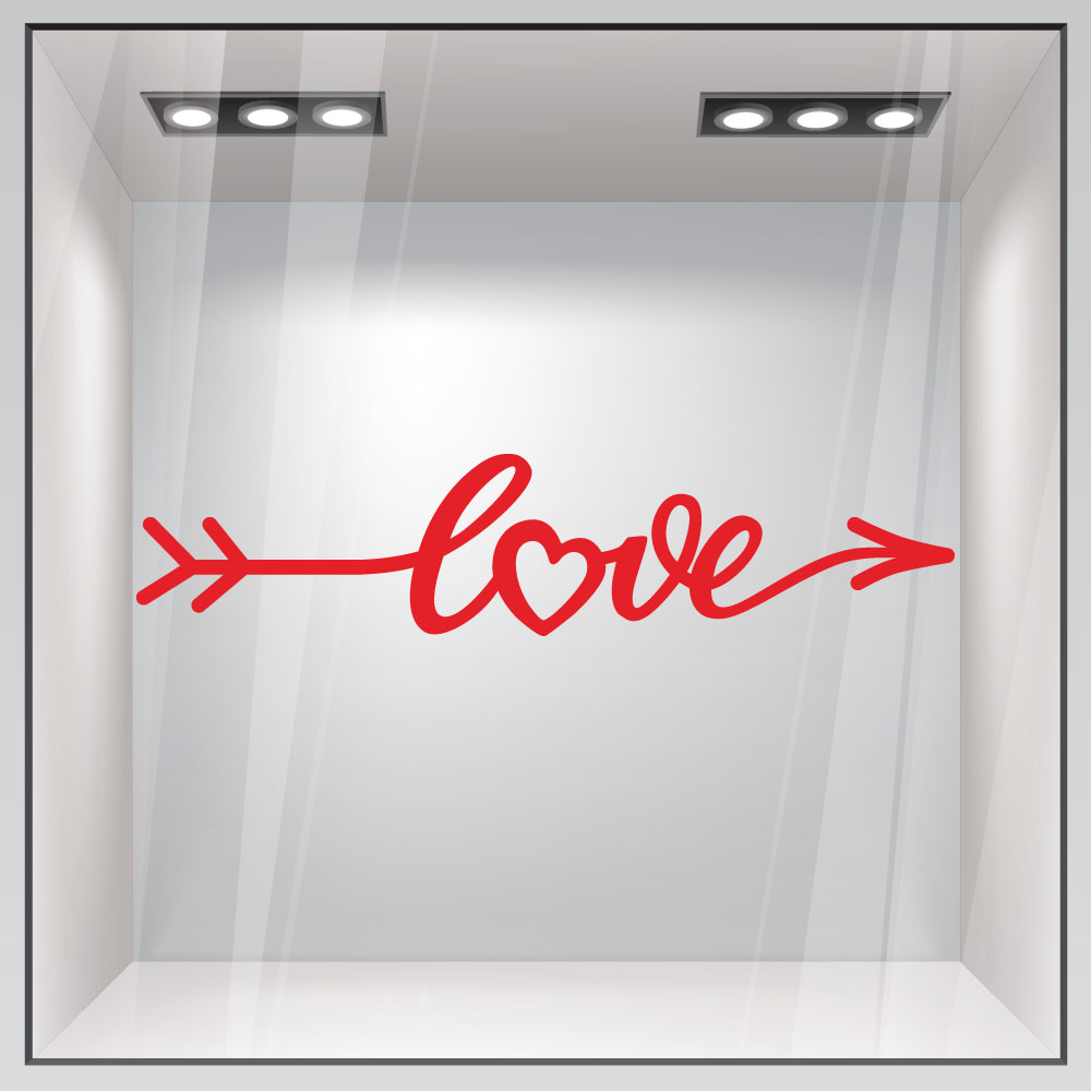 Aυτοκόλλητο βιτρίνας LOVE LETTERING IN FORM ARROW