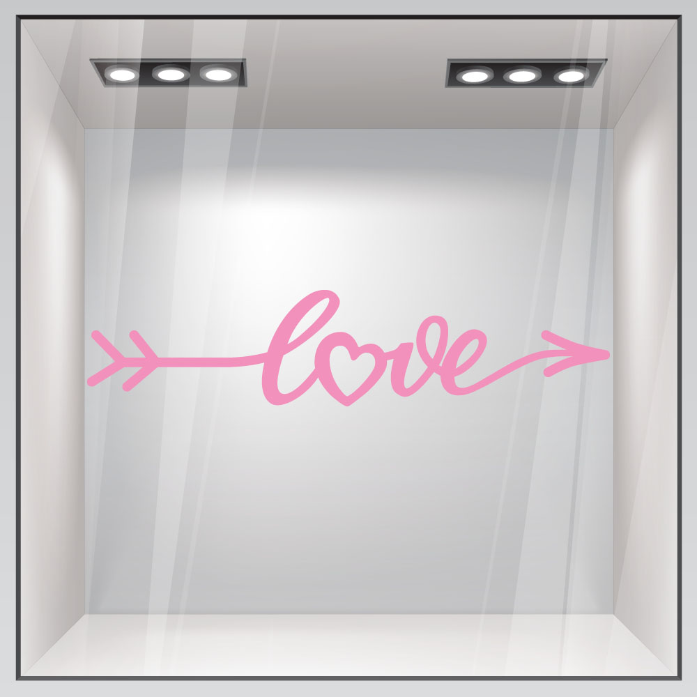 Aυτοκόλλητο βιτρίνας LOVE LETTERING IN FORM ARROW