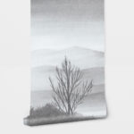 Αυτοκόλλητη Ταπετσαρία τοίχου MOUNTAINS AND TREE IN THE FOG