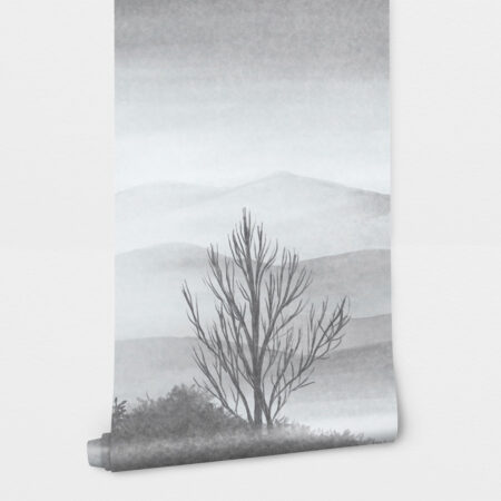 Αυτοκόλλητη Ταπετσαρία τοίχου MOUNTAINS AND TREE IN THE FOG - Τοπία Sticky 2