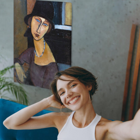 Πινακας σε καμβά MODIGLIANI - JEANNE HEBUTERNE WITH HAT AND NECKLACE - Modigliani Amedeo