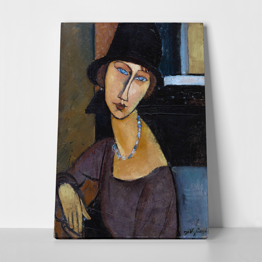 Πινακας σε καμβά MODIGLIANI - JEANNE HEBUTERNE WITH HAT AND NECKLACE