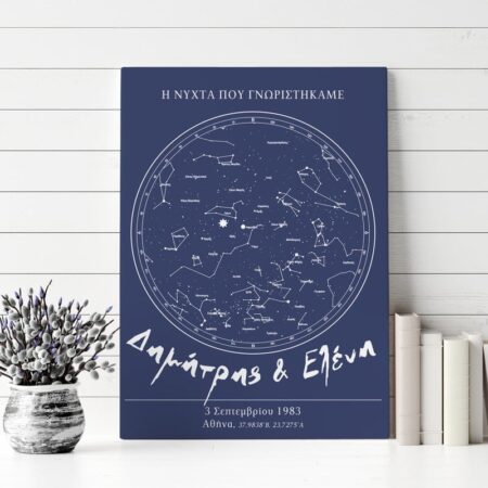 Πίνακας σε καμβά STARS LOVE blue - Αγαπη - Ερωτας