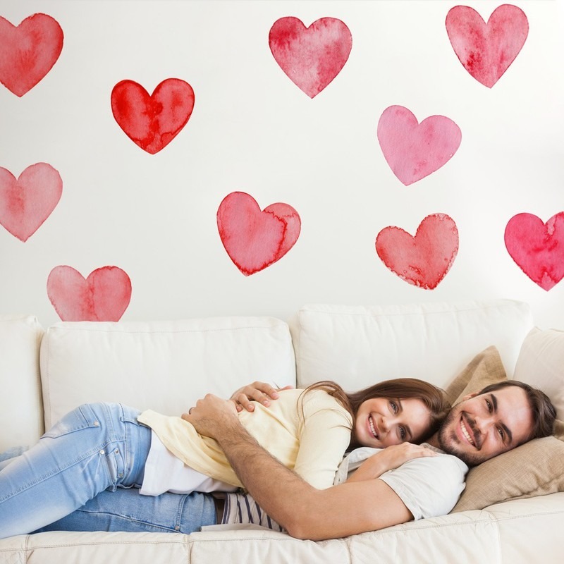 Αυτοκόλλητο τοίχου WATERCOLOR HEARTS BIG
