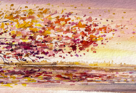 Πίνακας Πανοραμικός σε καμβά AUTUMN TREE IN WIND - Πινακες σε καμβα Sticky 5
