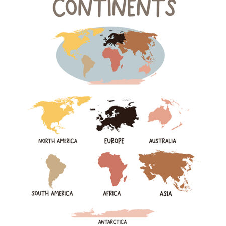 Πινακας σε καμβά CONTINENTS - Παιδικοι και set Sticky 5