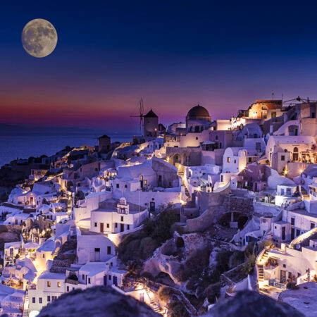 Πινακας σε καμβά FULL MOON OVER SANTORINI - Πινακες σε καμβα Sticky 4