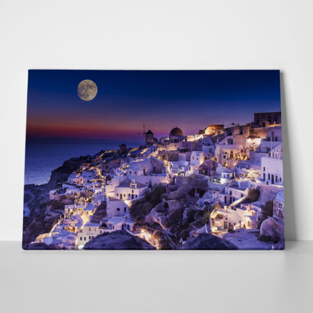 Πινακας σε καμβά FULL MOON OVER SANTORINI - Πινακες σε καμβα