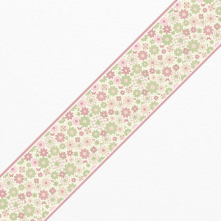 Μπορντούρα τοίχου GREEN AND PINK FLOWERS - Floral Μπορντουρες Sticky 1