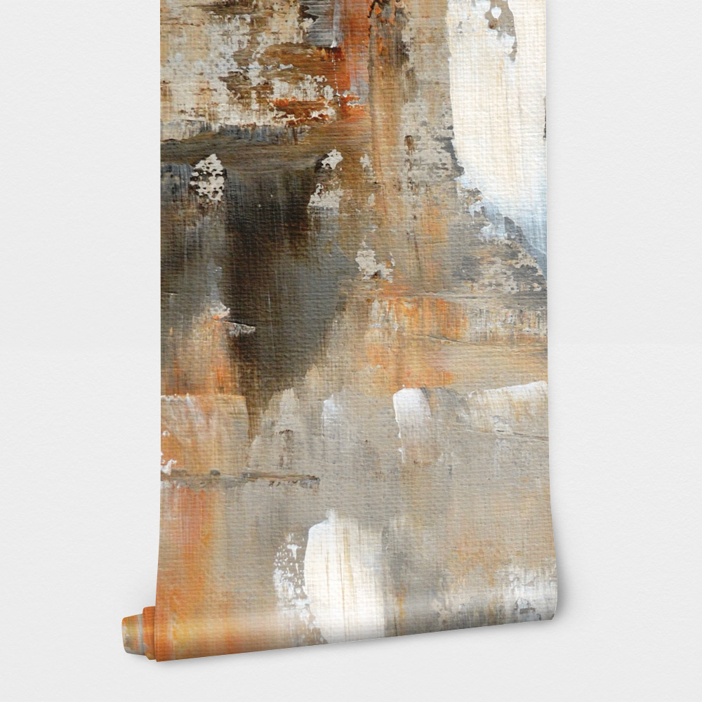Αυτοκόλλητη Ταπετσαρία τοίχου GREY AND BROWN ABSTRACT ART