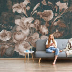 Αυτοκόλλητη Ταπετσαρία τοίχου HORN FLOWERS PAINTING