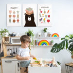 Σετ Τριπτυχος Πινακας σε καμβά LEARNING BEAR