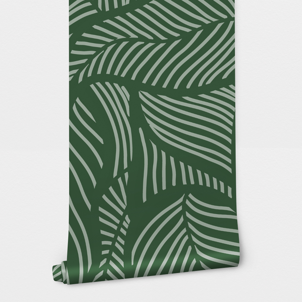 Αυτοκόλλητη Ταπετσαρία τοίχου MINIMAL GREEN LEAVES