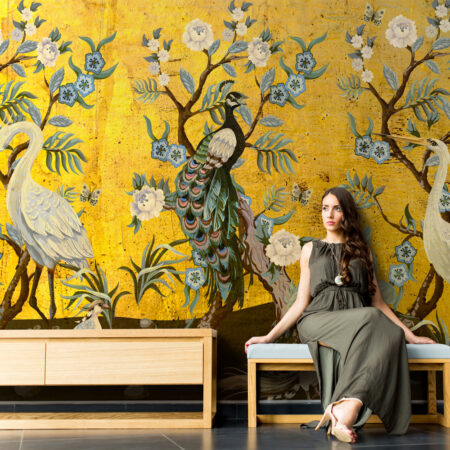 Αυτοκόλλητη Ταπετσαρία τοίχου NATURE IN GOLD - Floral - Λουλουδια