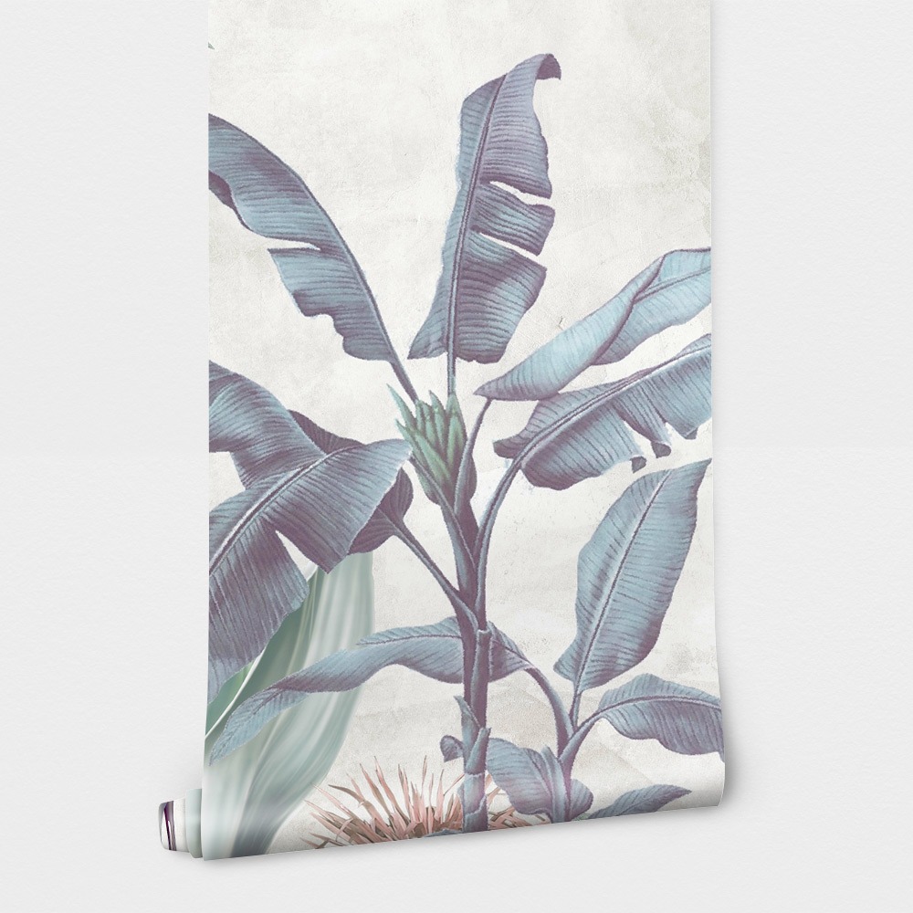 Αυτοκόλλητη Ταπετσαρία τοίχου PASTEL BANANA LEAVES